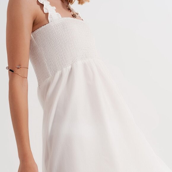 White Smocked Bodice Dress - Picture 2 of 6